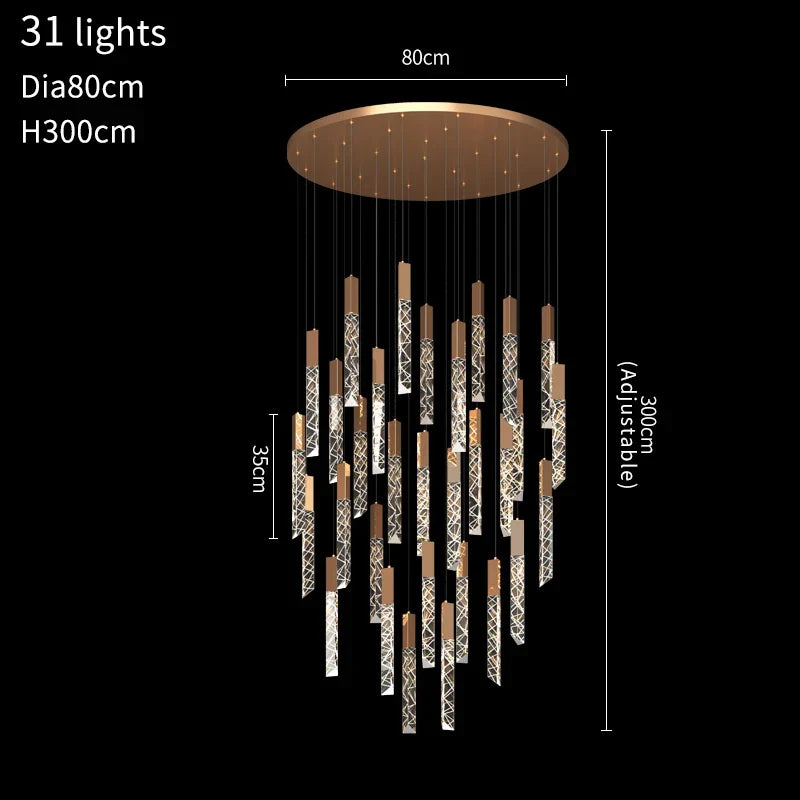 DecorBites™ Crystal LED Chandelier: Stylish Staircase & Living Room Lighting
