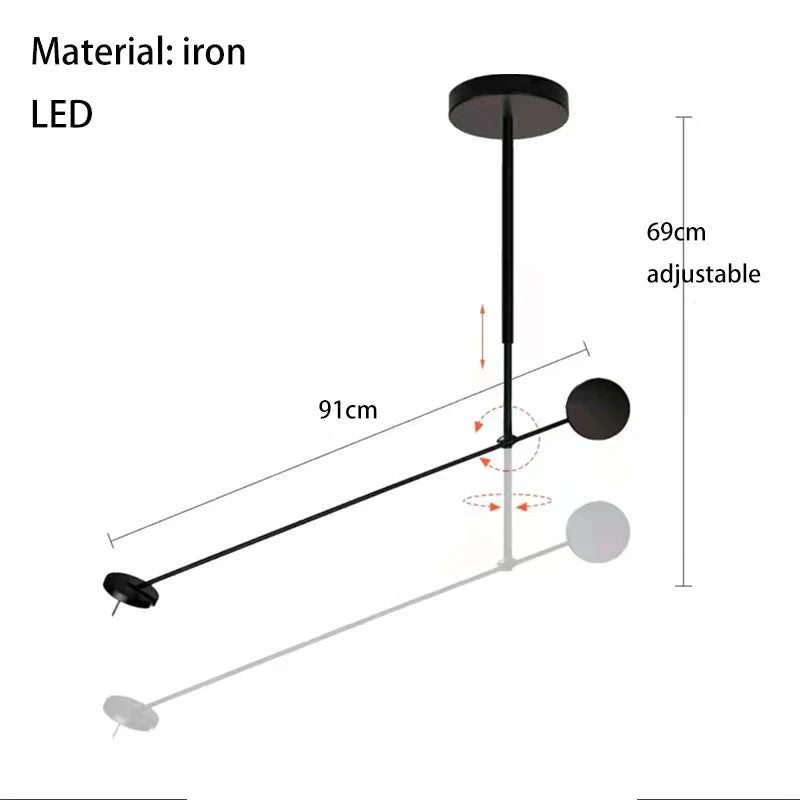 DecorBites™ Black Metal LED Pendant Light: Minimalist Living Room Fixture