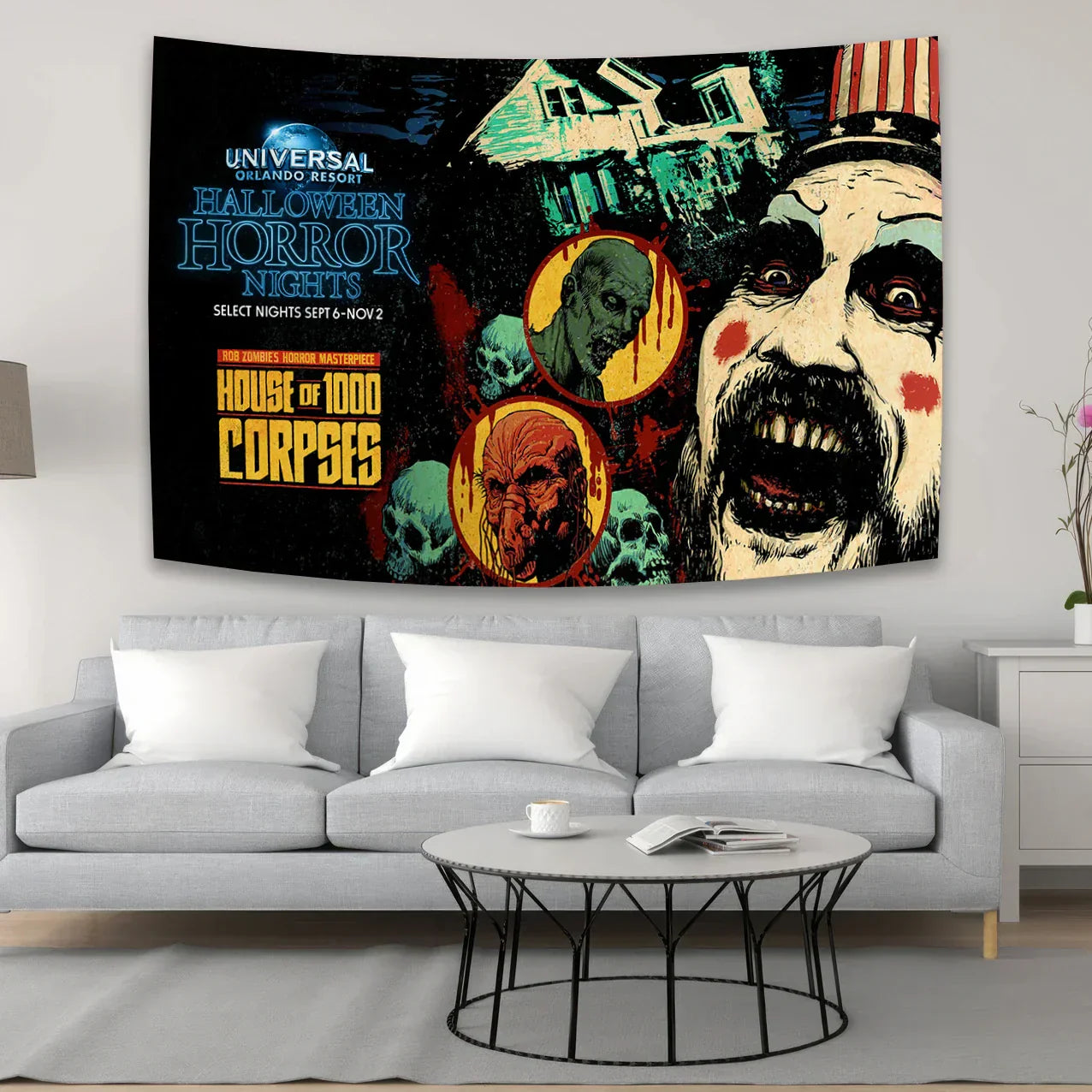DecorBites™ Horror Movie Tapestry Halloween Curtains - Psychedelic Home Decoration Wall Canvas