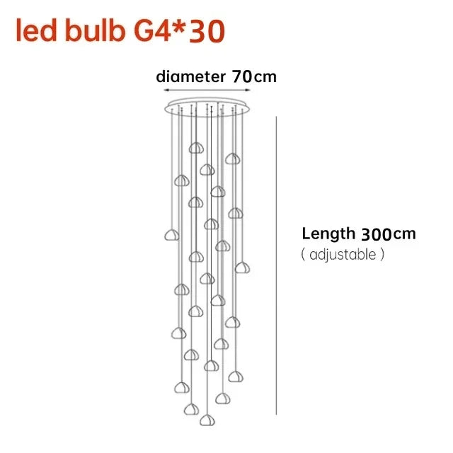 DecorBites™ Crystal Ball Chandelier: Long Adjustable Staircase Pendant Light perfect for Home & Restaurant