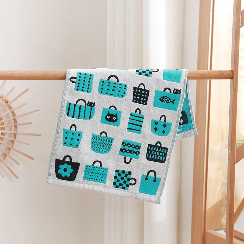 DecorBites™ Kids Cartoon Face Towels - Set of 3 | Cats Print | 100% Cotton | 25*50cm
