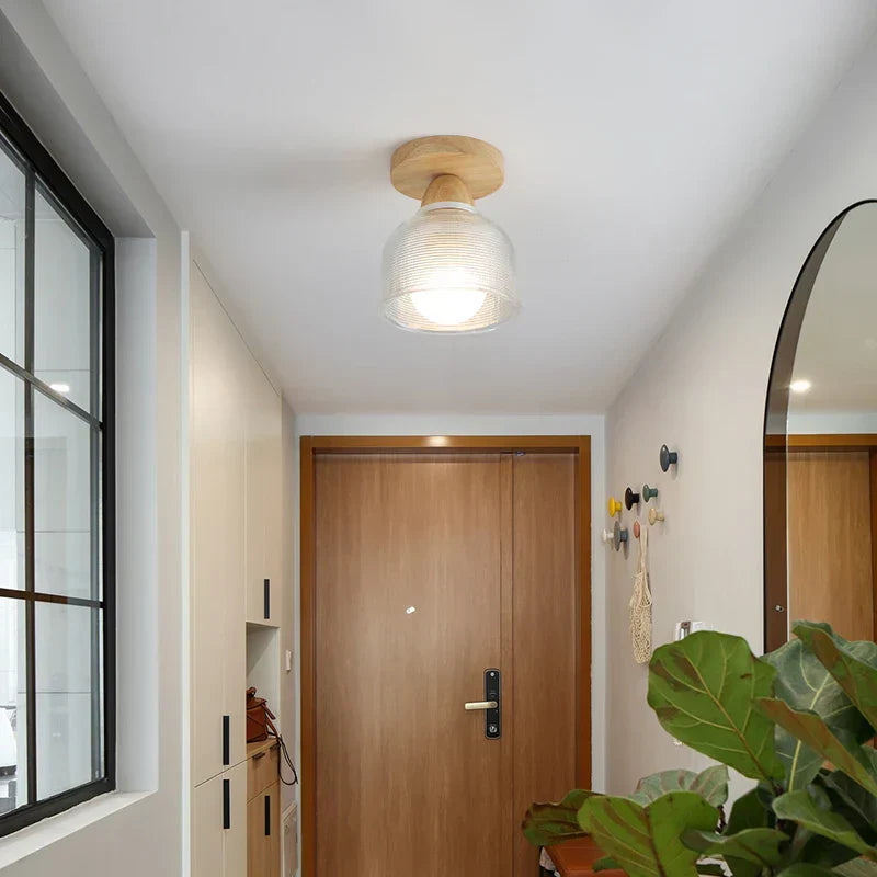 DecorBites™ LED Ceiling Lamp Modern Style Wood Glass Luminaria