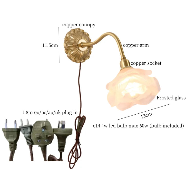 DecorBites™ Copper Arm LED Wall Lamp for Stair, Bedroom, Living Room, Bathroom Mirror Light