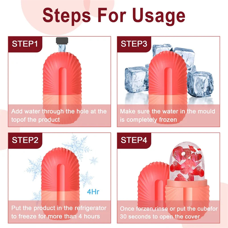 DecorBites™ Beauty Ice Cube Tray and Facial Roller Massager Skin Care Tool