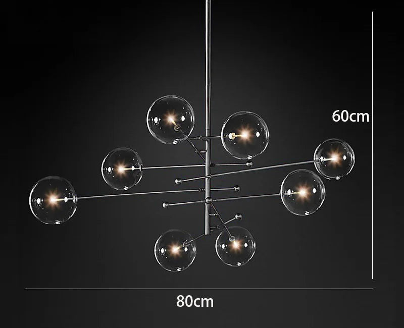DecorBites™ Black Gold Glass LED Chandelier for Living Room Bedroom Restaurant