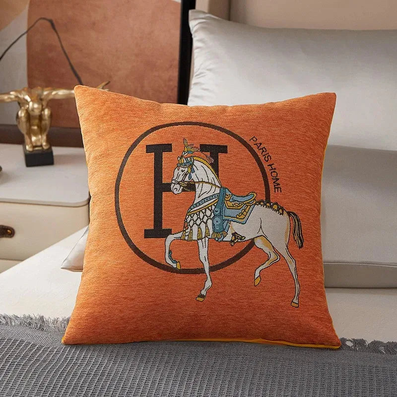DecorBites™ Cotton Home Logo Cushion Cover Throw Pillow Cover House Decor Fur Living Room