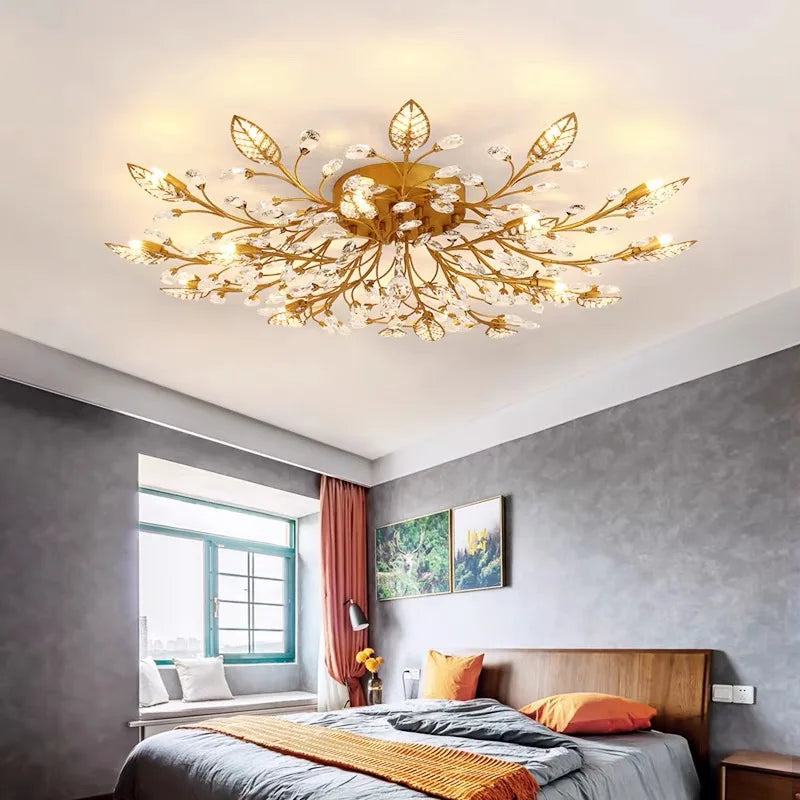 DecorBites™ Crystal Ceiling Chandelier for Living Room Bedroom Kitchen Indoor LED Lighting