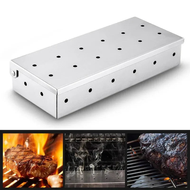 DecorBites™ BBQ Smoker Box Wood Chips for Charcoal Gas Grill - Infuse Meat with Flavor
