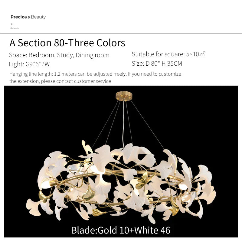 DecorBites™ Ginkgo Biloba Chandelier: Elegant Duplex Living Room Hotel Lobby Pendant Light