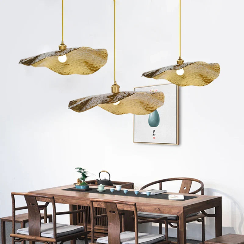 DecorBites™ Gold Lotus Leaf Pendant Light: Nordic Luminaire for Living Room and Bedroom Decor