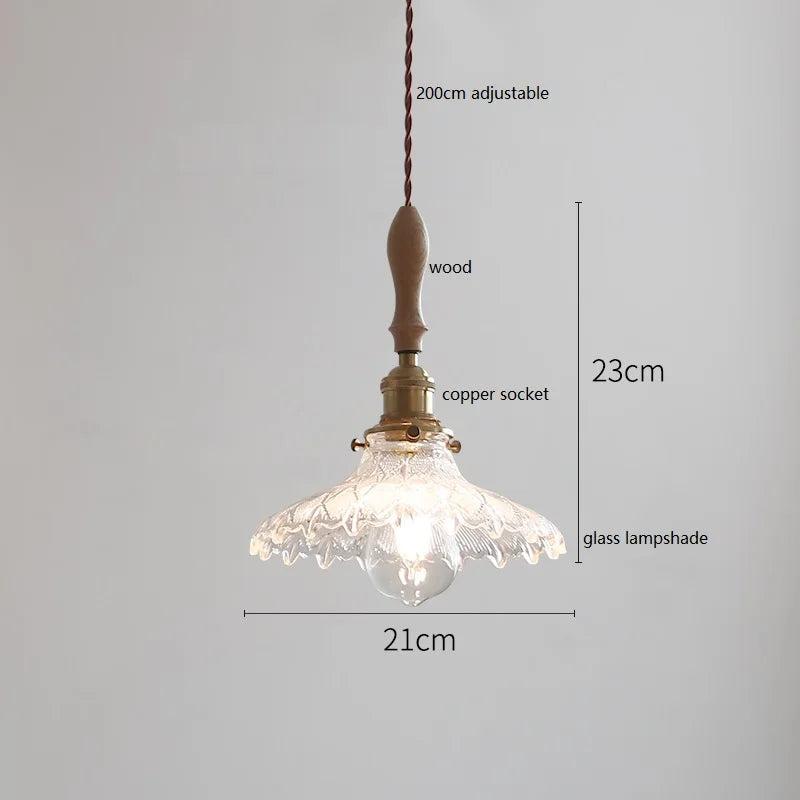 DecorBites™ Copper Ceramic LED Pendant Lamp with Wood Handle for Home Decor