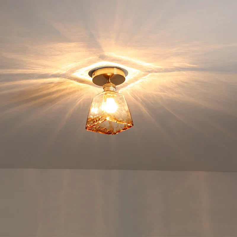 DecorBites™ Amber Glass LED Ceiling Lights Modern Home Lighting Copper Socket