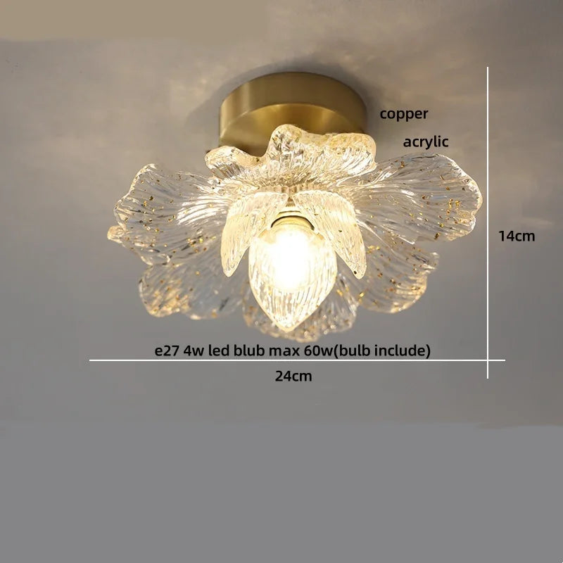DecorBites™ Glass Grid LED Ceiling Lamp: Luxury Crystal Nordic Copper Ceiling Lights
