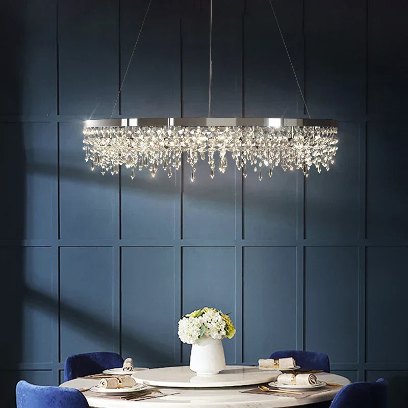 DecorBites™ Crystal Circle LED Chandelier for Modern Luxury Living Room Decor