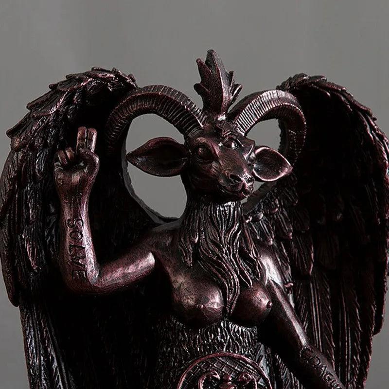 DecorBites™ Baphomet Resin Statue 16cm Tall Horned Sabbatic Goat Figurine