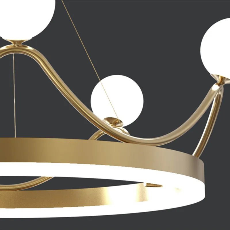 DecorBites™ Crown LED Chandelier: Elegant Ring Lustre Pendant Light for Kids Room
