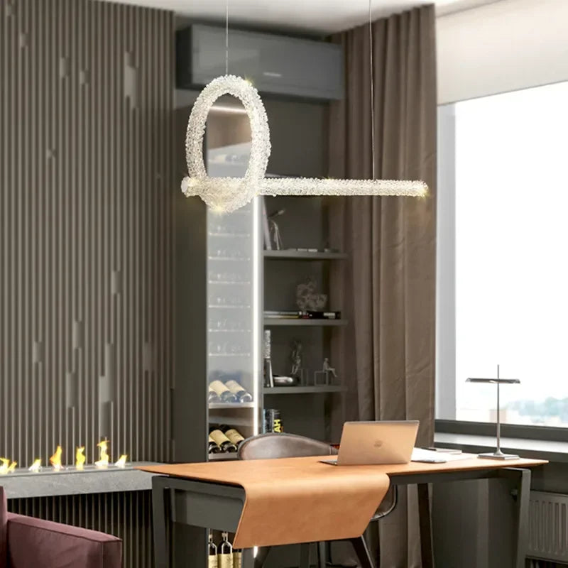 DecorBites™ Crystal Flower LED Chandelier Pendant Light for Living and Dining Room