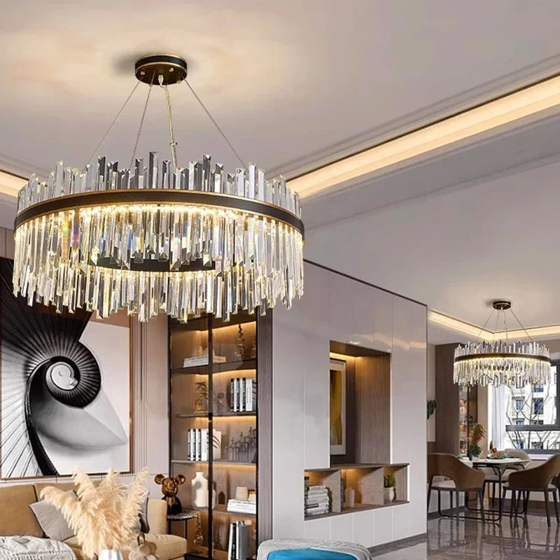 DecorBites™ Crystal Chandelier Pendant Light for Living Room Bedroom Ceiling, Luxury Indoor Lighting