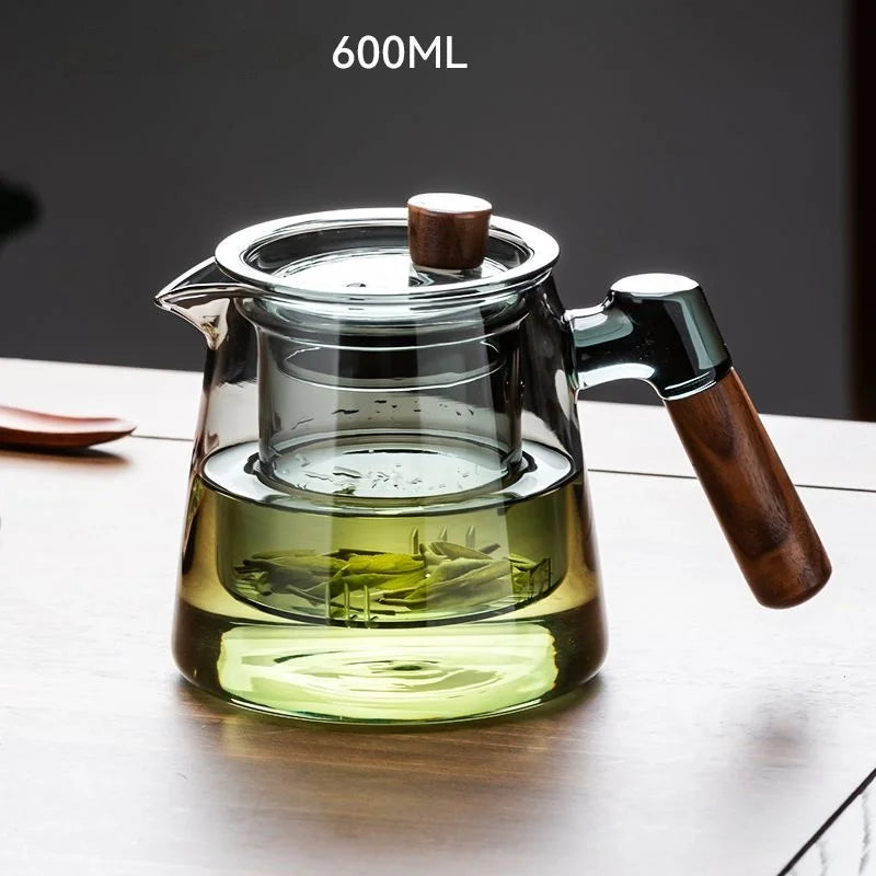 DecorBites™ Glass Teapot Set with Teacup, Kung Fu Style, Pyrex Tea Maker, Flower Pattern