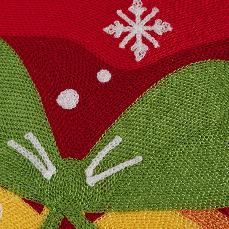 DecorBites™ Christmas Embroidery Cushion Cover 45x45cm Santa Deer Snowflake Pillowcase Square Cotton