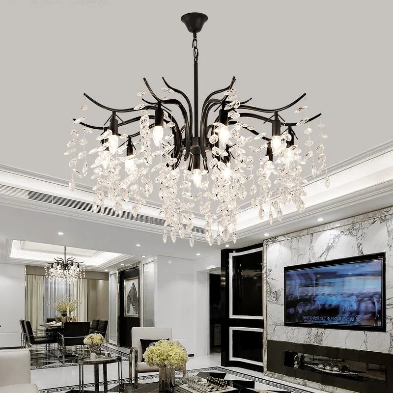 DecorBites™ Crystal Chandelier: Modern Minimalist Luxury LED Lighting for Living Room and Bedroom