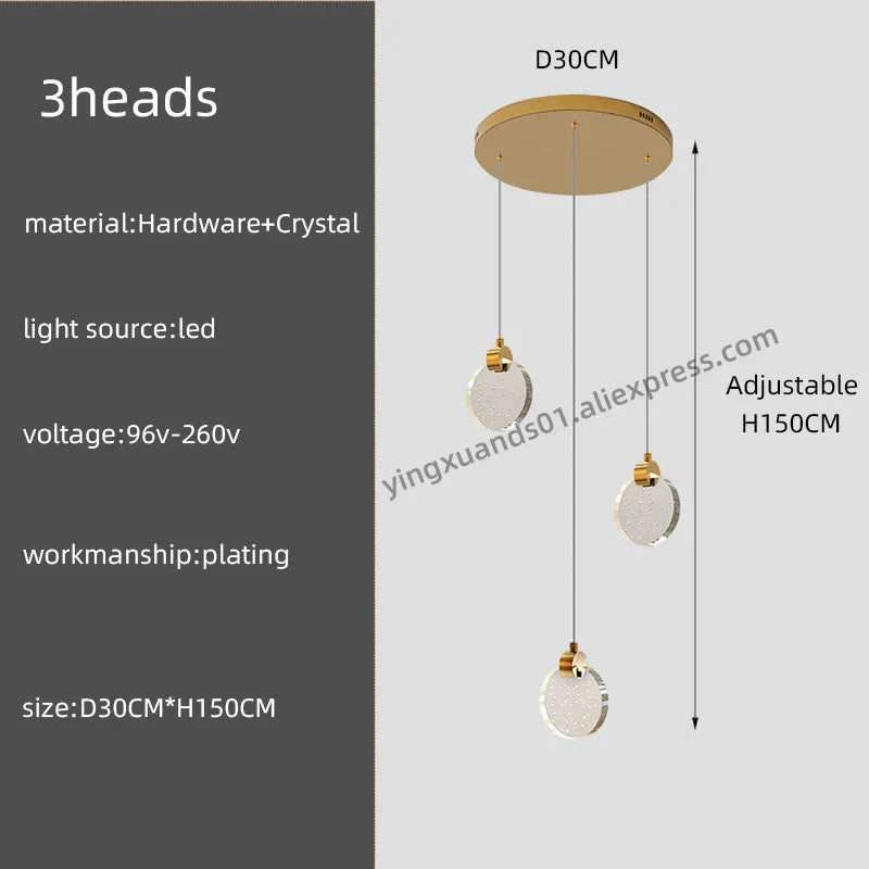 DecorBites™ Crystal Chandelier Pendant Light for Luxury Staircase
