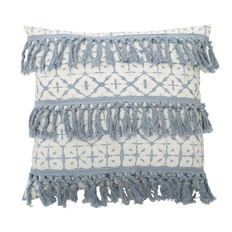 DecorBites™ Blue Geometric Tufted Long Waist Pillowcase Set, 30x100cm