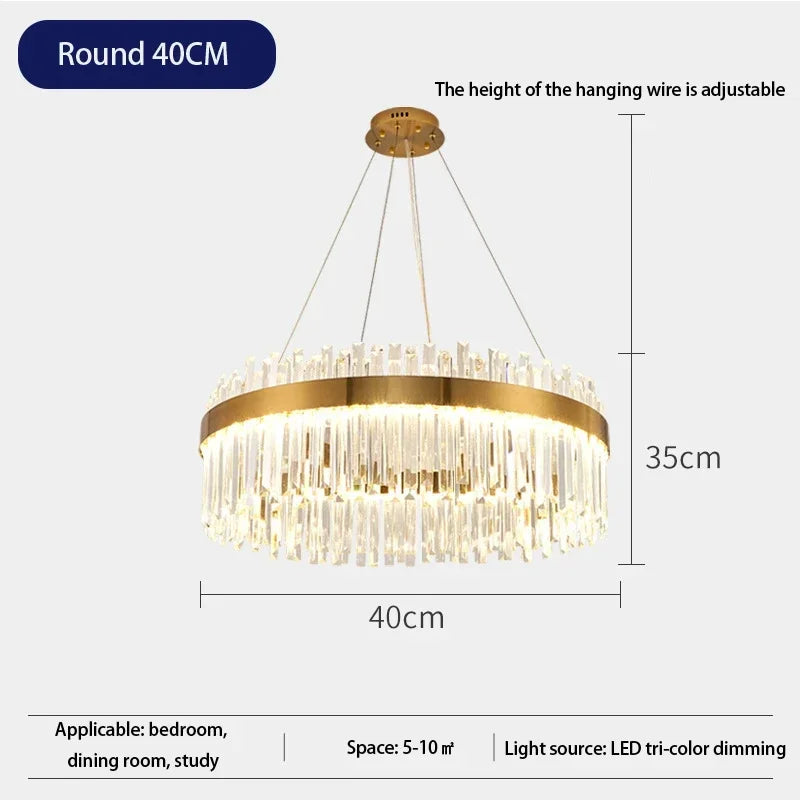 DecorBites™ Crystal Pendant Chandelier Light - Nordic Luxury Gold Ceiling Lighting for Living Room