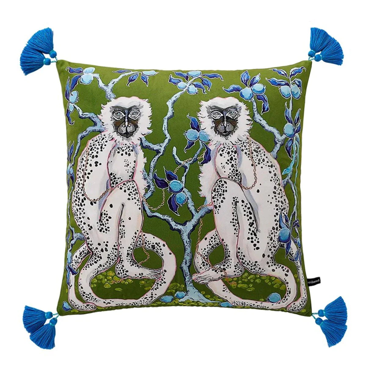 DecorBites™ Blue Lion Dog with Lemon Trees Lumbar Pillow Cover- GG Style Inspire