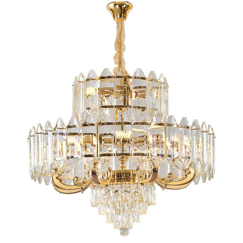 DecorBites™ Crystal Chandelier: American Luxury LED Pendant for Living Room, Dining Room, and Bedroom