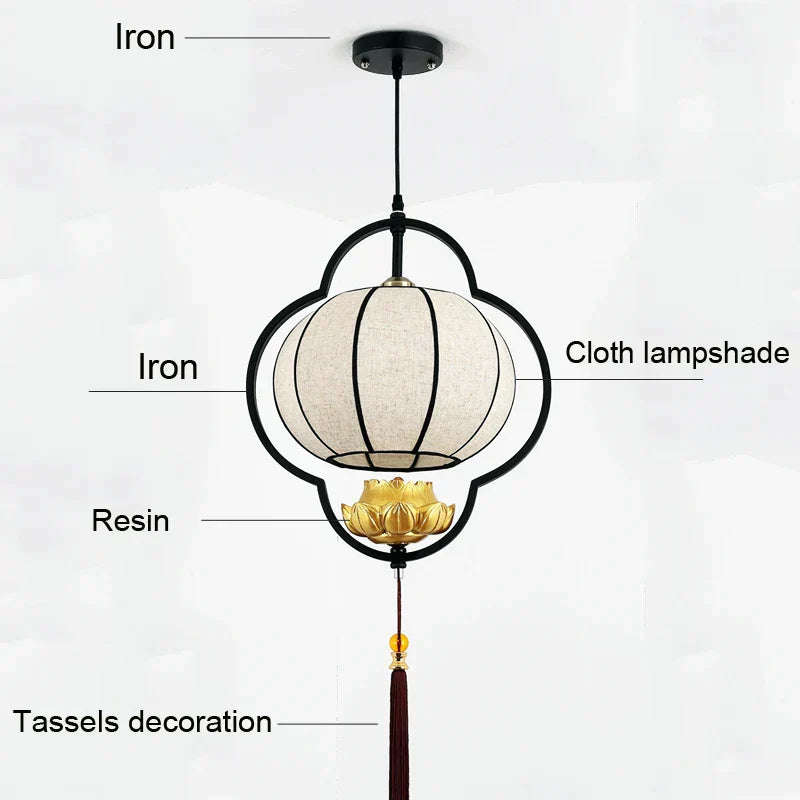 DecorBites™ Chinese Teahouse Lantern Chandelier Creative Cloth Lamps for Dining Room Bedroom Hotel