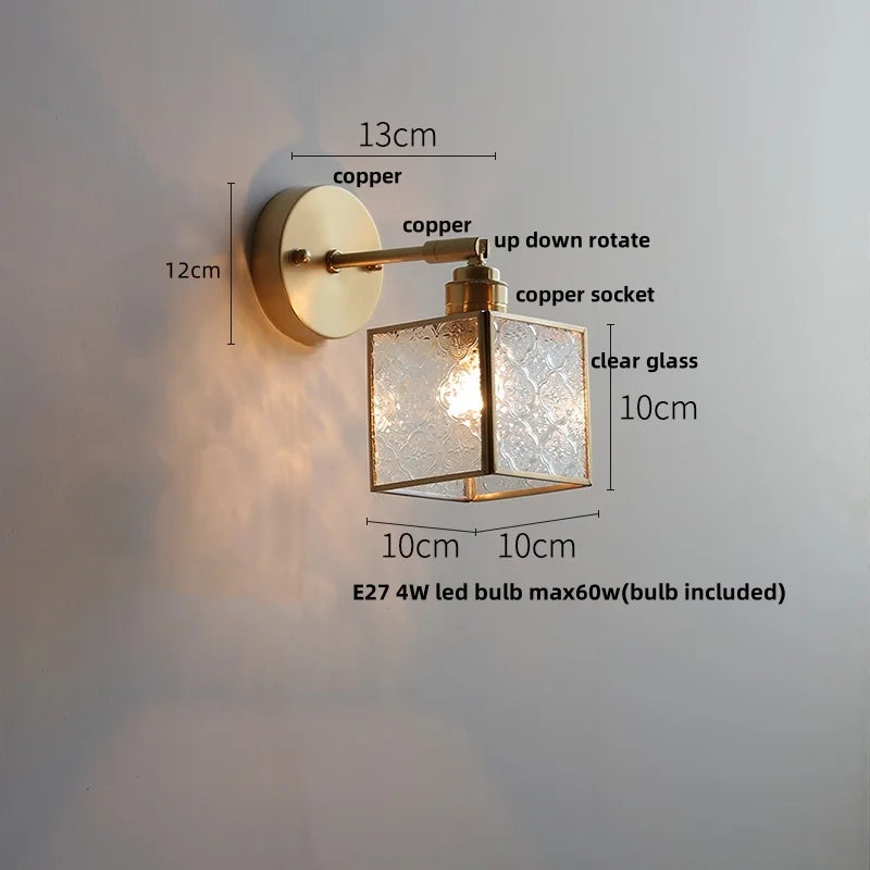DecorBites™ Japanese Style LED Wall Light Clear Glass Pull Chain Switch Bedside Lamp