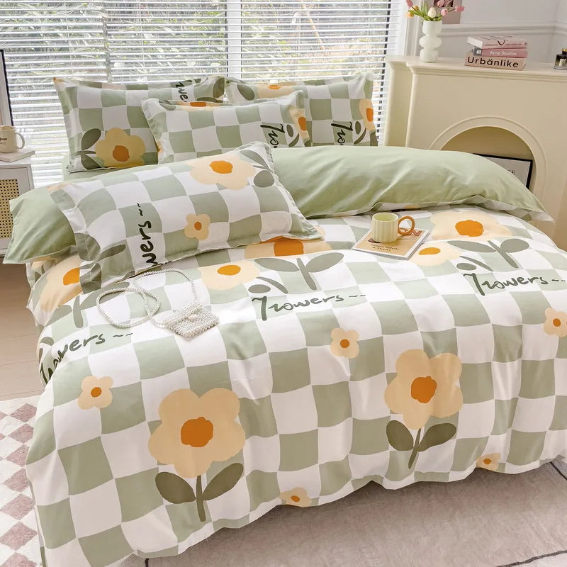 DecorBites™ Cotton Printed Bedding Set: Thick & Cozy Single Bedclothes for Adults & Kids
