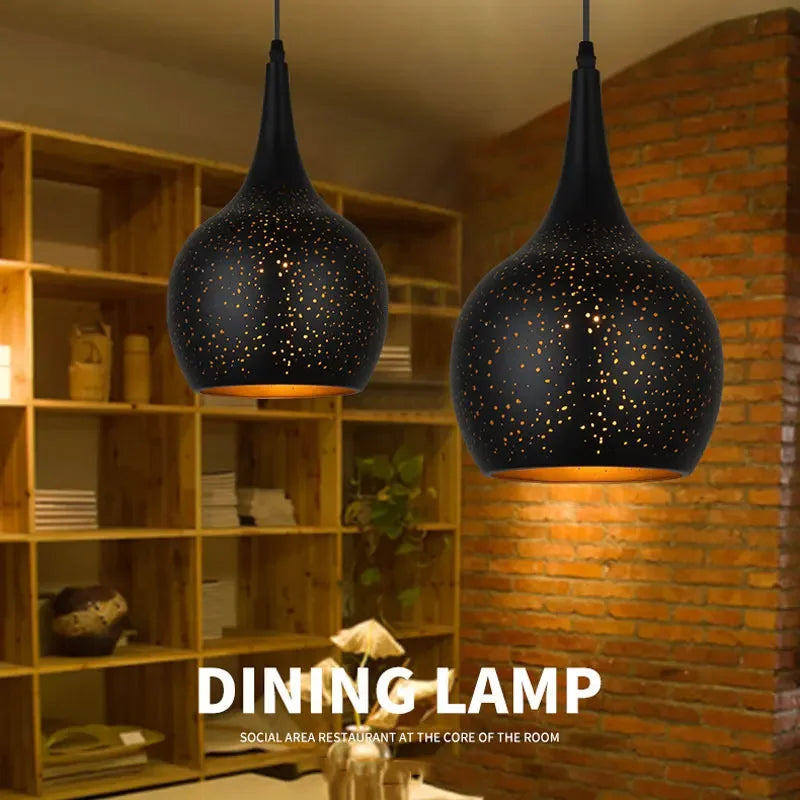 DecorBites™ Black Nordic Industrial Pendant Light Chandelier Retro Decor E27 Dining Kitchen Lamp
