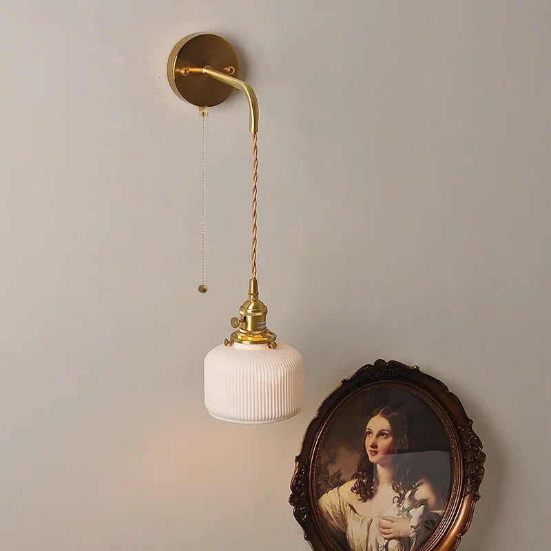 DecorBites™ Ceramic Copper Wall Light Fixture with Pull Chain Switch, E27 LED, Modern Nordic Design