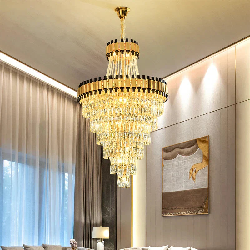 DecorBites™ Crystal Chandelier: Modern Luxury for Duplex Villa, Hotel, Club, and Banquet Hall