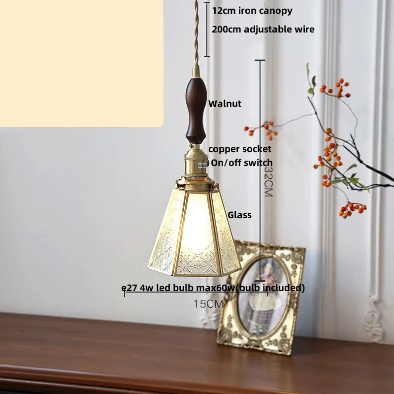 DecorBites™ Cube Glass LED Pendant Light: Modern Copper Hanging Lamp for Bedroom, Restaurant, Hallway