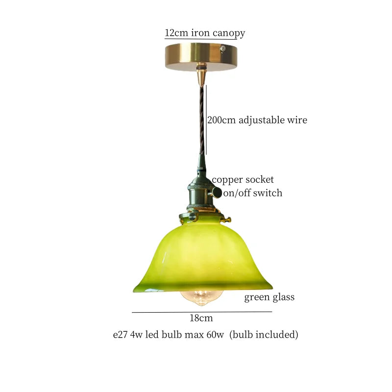 DecorBites™ Green Lotus LED Pendant Light Glass Hanging Lamp