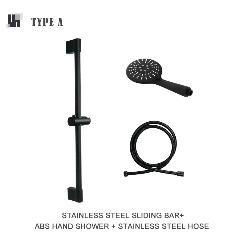 DecorBites™ ABS3 Rain Shower Head Set with Adjustable Rod & Hose