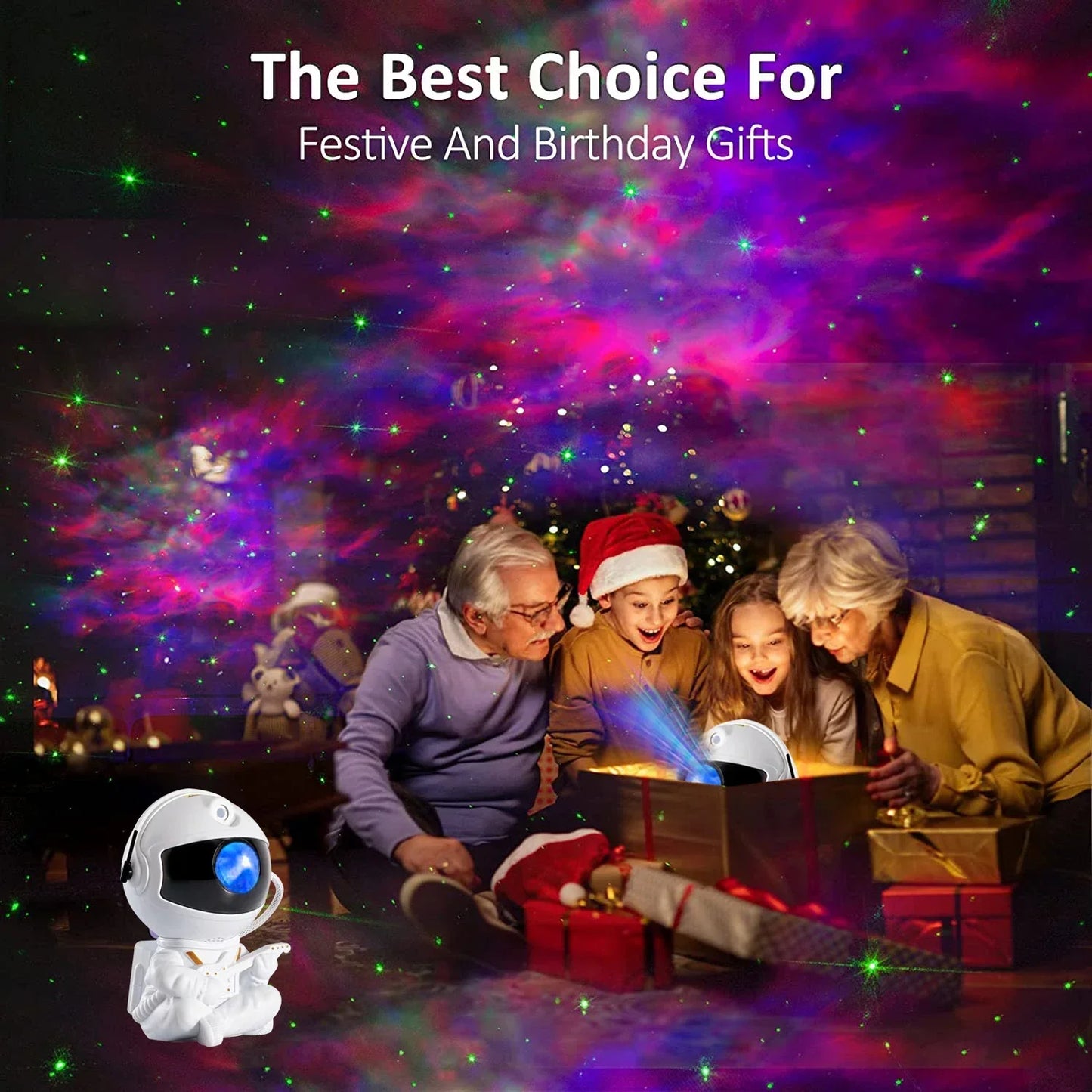 DecorBites™ Astronaut Galaxy Starry Sky Projector Night Light with Remote Control for Bedroom, Kids - Gift Ready.