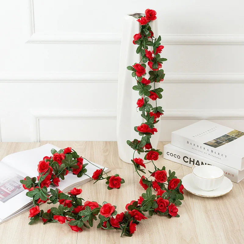 DecorBites™ 250cm Rose Flowers Vine Garland Autumn Cane Backdrop Decor