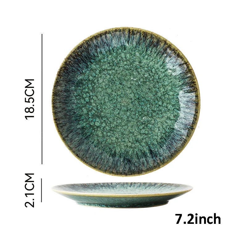 DecorBites™ Ceramic Dinnerware Set - Japanese-Inspired Kiln Change Plates and Bowl
