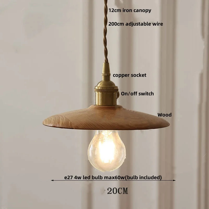 DecorBites™ Clear Glass Walnut Wood LED Pendant Lamp - Nordic Modern Hanging Lights