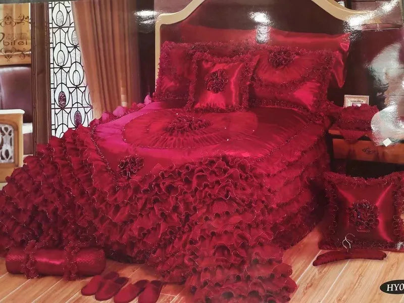 DecorBites™ Luxe Champagne Jacquard Lace Bedspread Set with Pillowcases