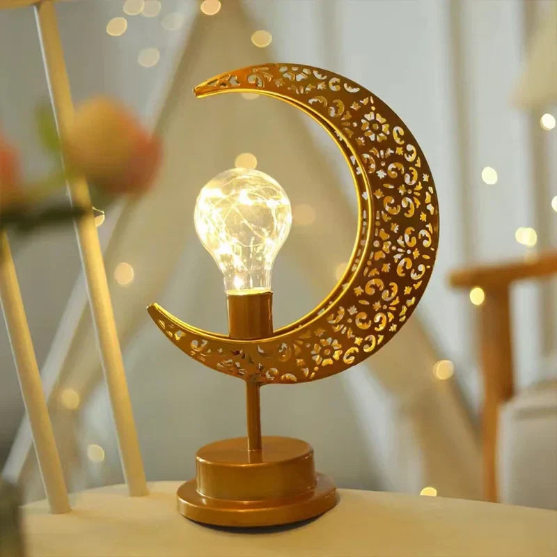 DecorBites™ LED Ramadan Moon Star Night Light Table Lamp for Eid Decoration