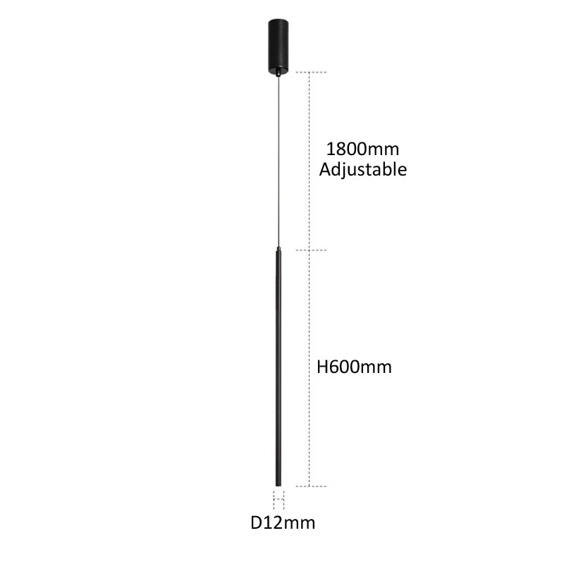 DecorBites™ Black Slim 50cm 60cm LED Pendant Lamp for Restaurant Bar, Nordic Minimalist Style