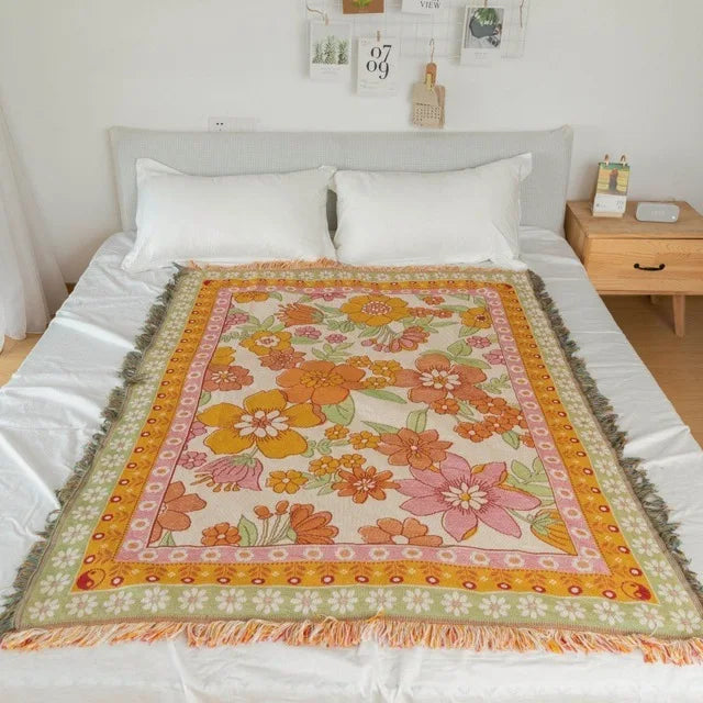 DecorBites™ Bohemian Cotton Plaid Sofa Blanket - Anti-Slip Knitted Decorative Home Cover