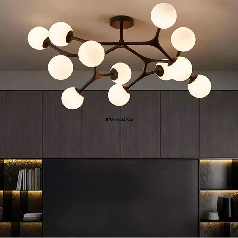 DecorBites™ Glass Ball Ceiling Chandelier: Modern Lighting Fixture for Living Room Bedroom Center Table