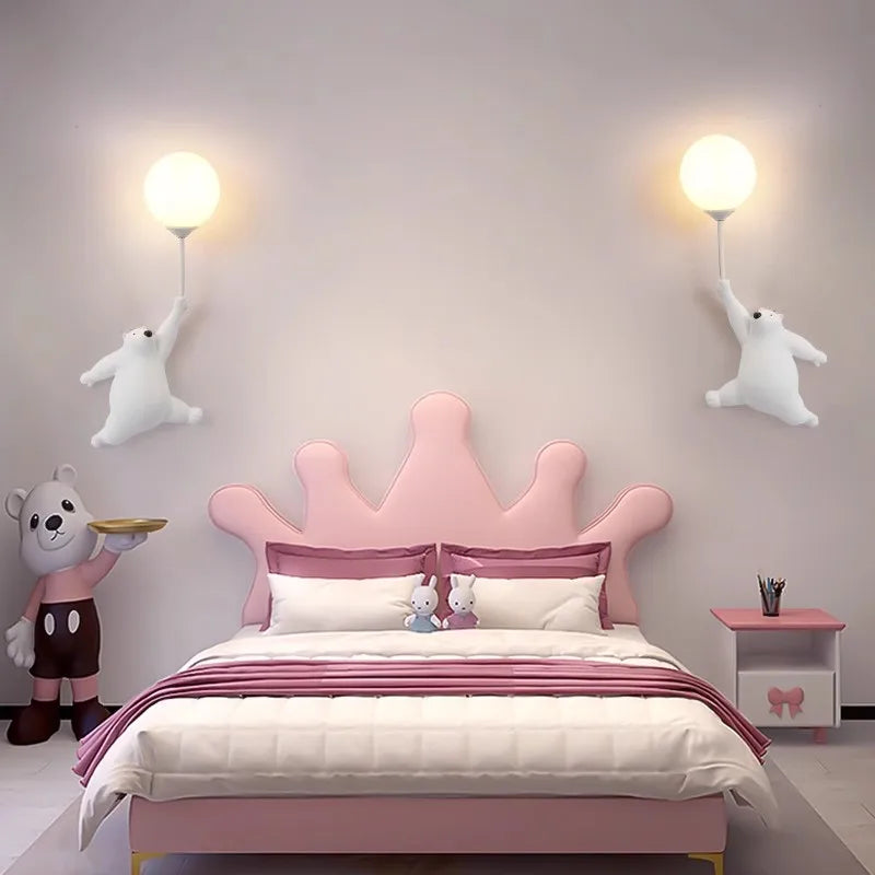 DecorBites™ Blue Bear 3D Moon Wall Lamp for Children's Bedroom Interior Lighting