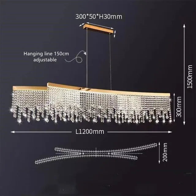 DecorBites™ Crystal Chandelier Pendant Light LED Fixture for Living Dining Room Glamorous Home Decor